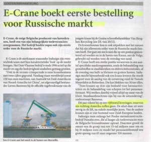 De Lloyd E-Crane boekt eerste bestelling voor Russische markt